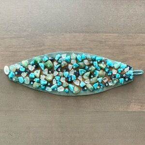 Semi Precious Stone Cuff Bracelet - Turquoise